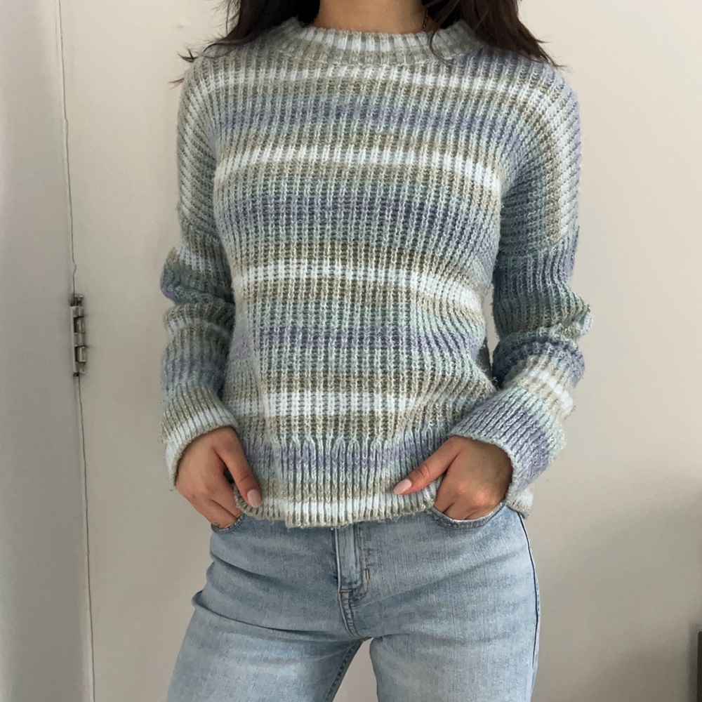 Abercrombie Kids Striped Pastel Crewneck Knitted Sweater